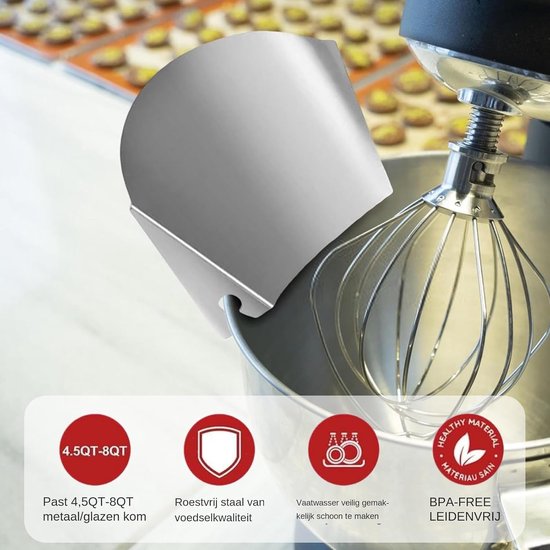 Keukenmachine Accessoire - Gietring Opvangring - Schoon Maken - Roestvrij Staal - 6.8 Inch - Zilver — afbeelding 2