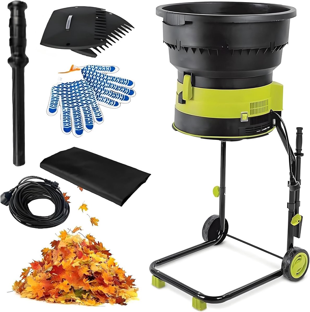 Elektrische Bladversnipperaar - Tuin Mulcher - Composteren Tuinafval - Bladloze Technologie - 54 mm Snijbreedte - Zwart