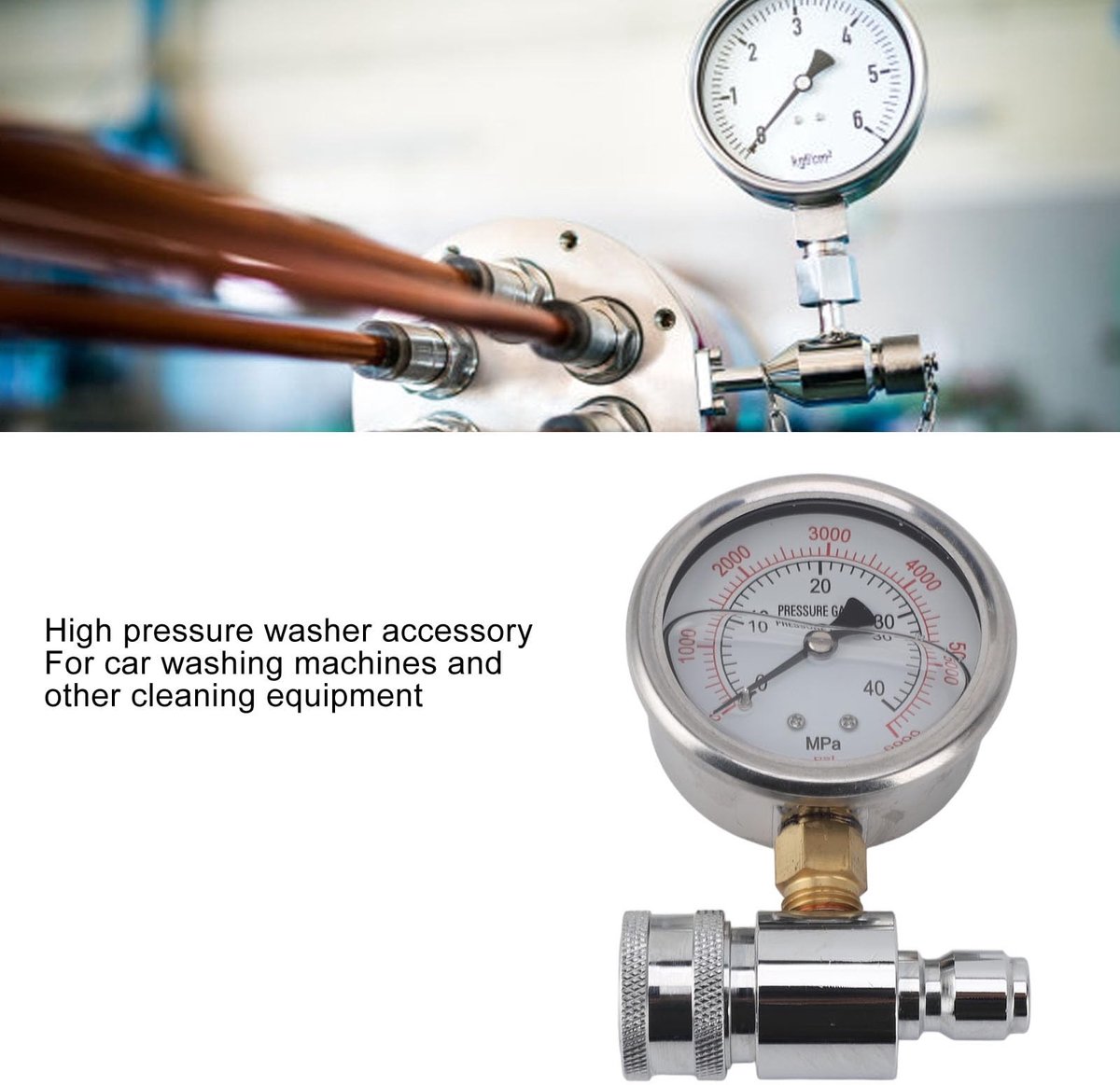Dailygoods- Hogedrukmeter 6000 Psi - Vloeistof Gevulde Manometer - Snelkoppeling 3/8 Inch - Accessoire voor Hogedrukreinigers - Effectieve Reiniging - Eenvoudige Installatie - Drukmeter