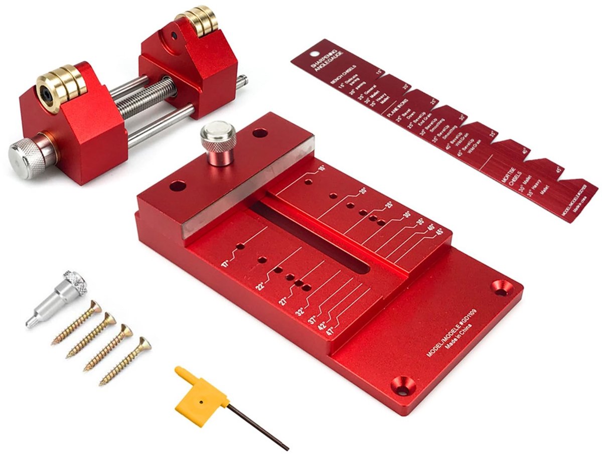 Dailygoods- Beitelslijpset Hoekarmatuur - Hoongeleidingssysteem Aluminiumlegering - Beitelslijpgids - Eenvoudig te gebruiken - Geschikt voor Houtbewerkingsprojecten