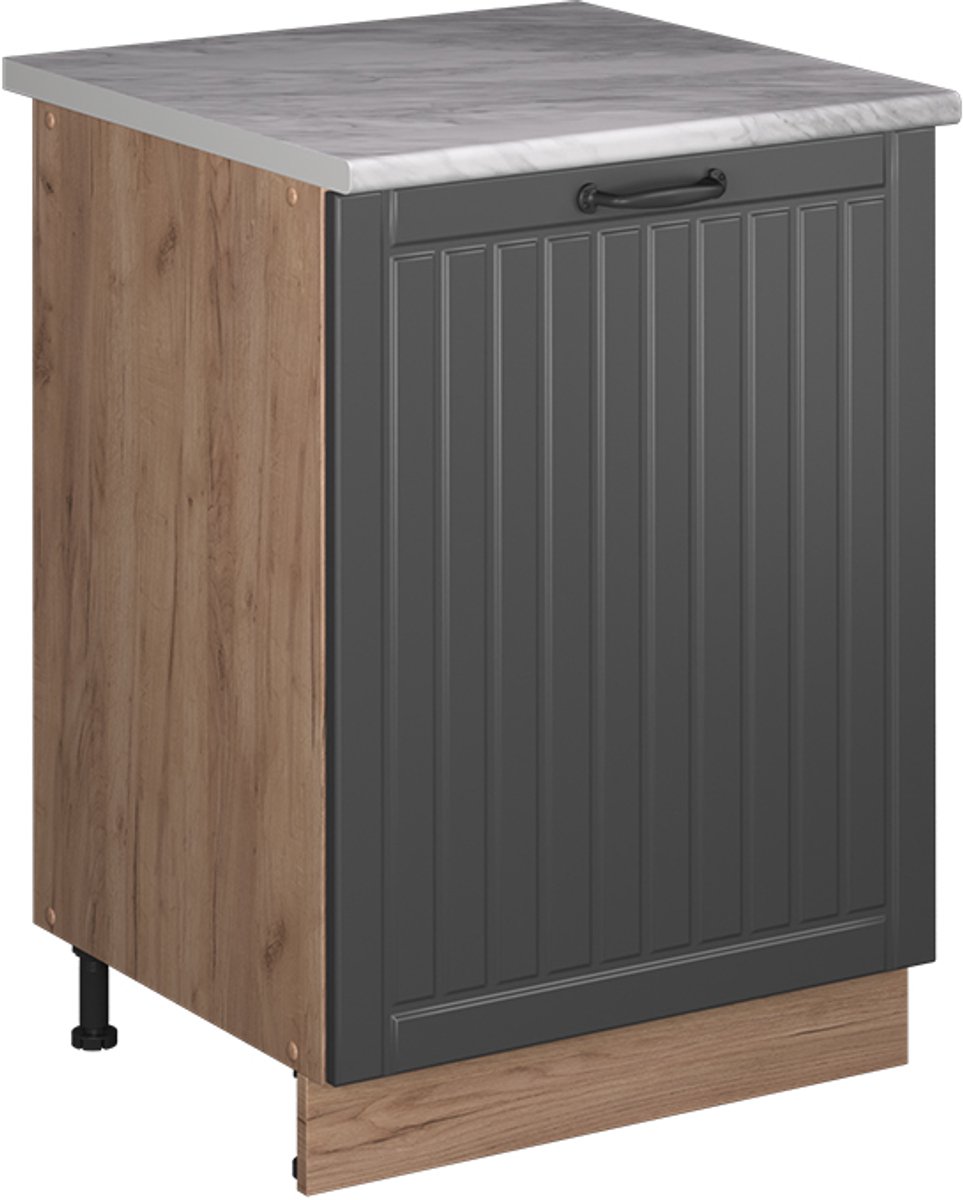 Vicco Keukenonderkast Fame-Line, Donkergrijs/Goudkleurig Eiken, 60 cm 1 deur met werkblad