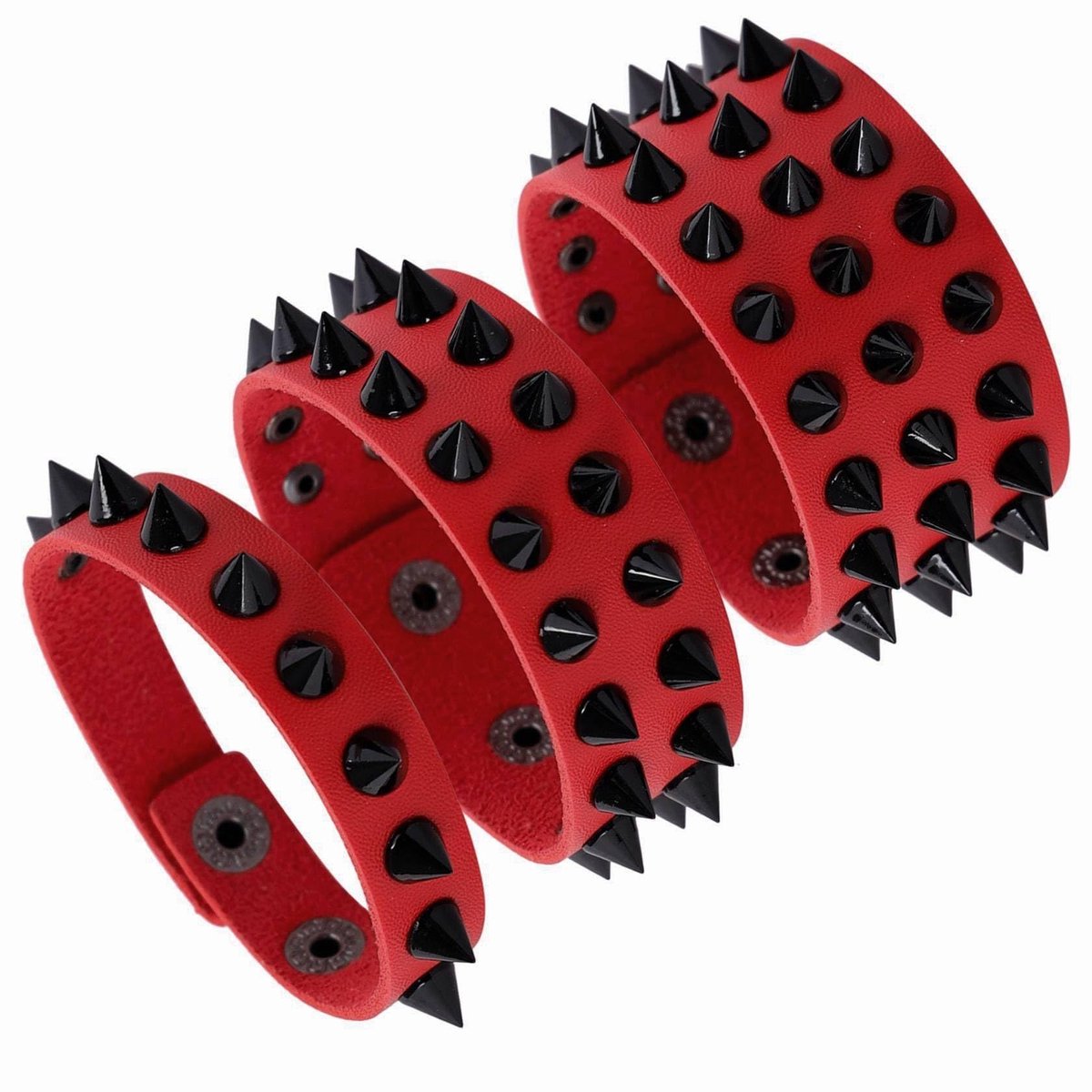 Dailygoods - Studded Klinknagels Lederen Armbanden - Punk Gothic Stijl - Vintage Retro Polsband - Kunstleer - Biker Armband - Set van 3 - Geschikt voo...