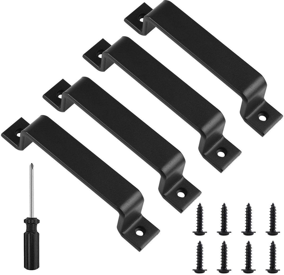 Dailygoods- Schuifdeurgreep Zwart - Robuuste Stalen Deurgreep - Handgreep voor Schuifdeuren - Deurgreep Buiten - 15.5 x 2.5 cm - Schokbestendig en Duurzaam