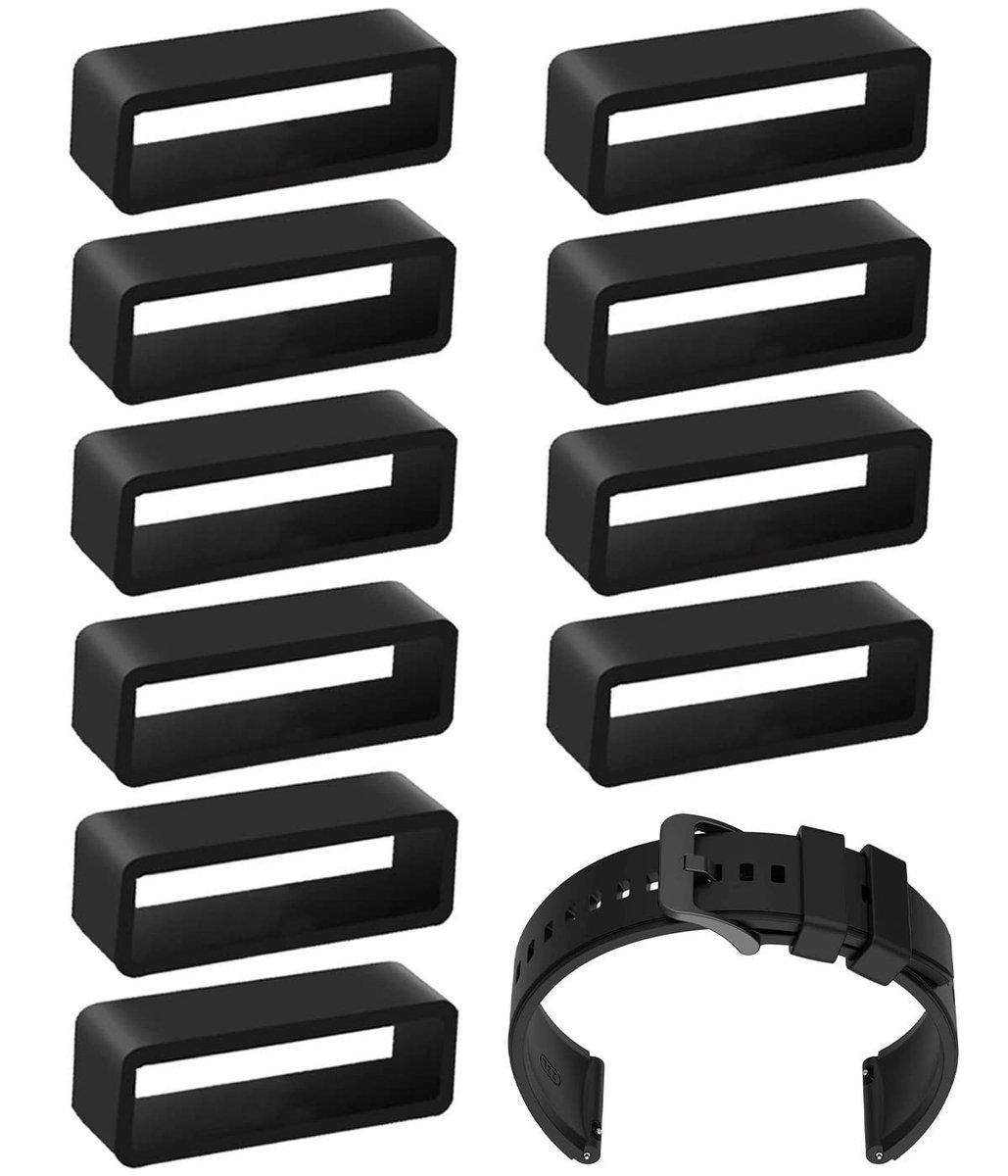 Dailygoods - Siliconen horlogeband lus, vervangende horlogeband band lussen, armband lus, unisex horlogeband lus zwart vervangende horlogeband lus, voor binnendiameter 22 mm horlogeband