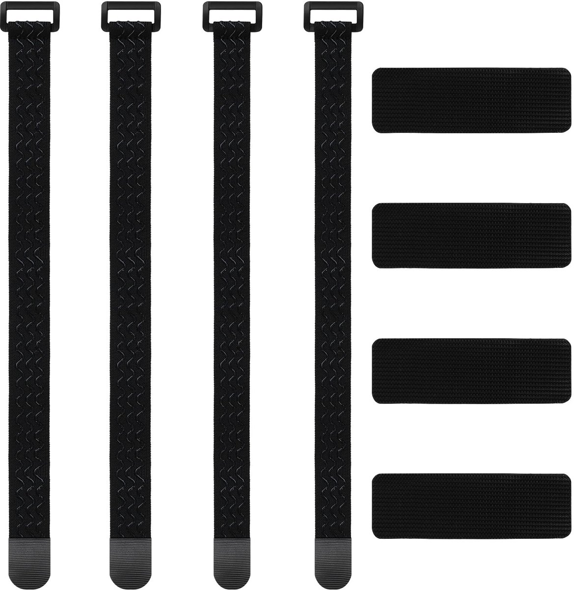 Dailygoods- Elastische Riemen 4 Stuks - Klittenbandsluitingen - Antislip Kabelbinders - Verstelbare Lengte - Hoogwaardige Materialen - Geschikt Voor Binnen/Buiten