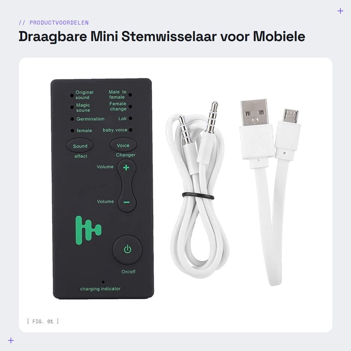 Dailygoods- Geluidskaart Extern - Draagbare Mini-Stemwisselaar - 4 Geluidseffecten - 4 Stemwisselingen - Geen Stuurprogramma's Nodig - 106DB Signaalverhouding - Audio Interface