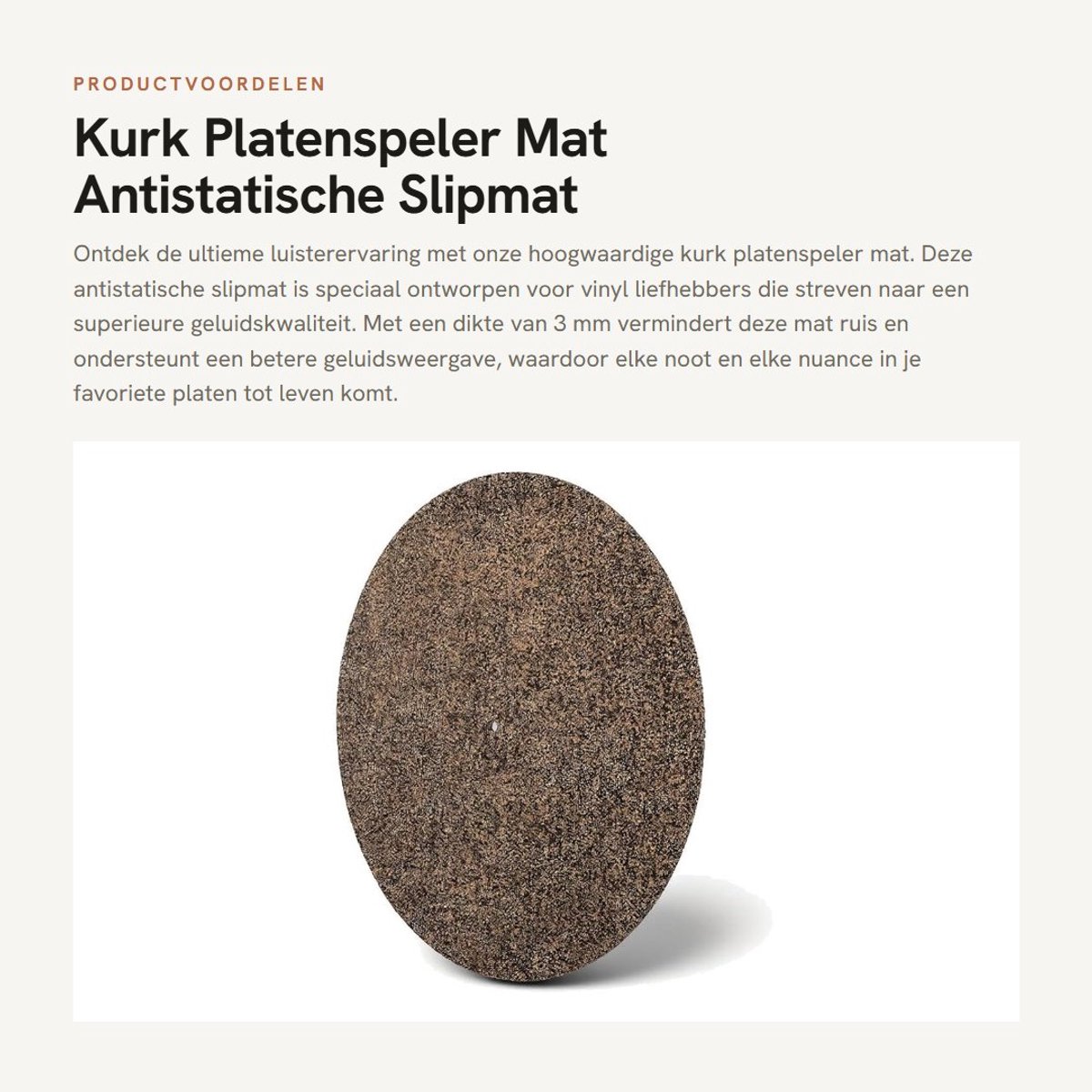 Dailygoods - Kurk Platenspeler Mat - Antistatische Slipmat - Verbeterde Geluidskwaliteit - 3 Mm Dikte - Voor LP's - Geschikt voor Vinyl Platen