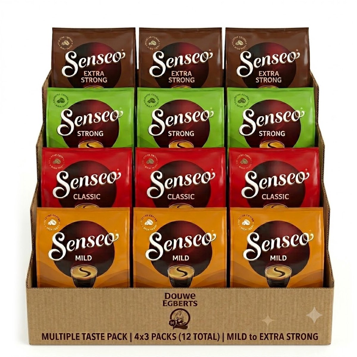 Senseo Proefpakket Mild Classic Strong Extra Strong - 4 Verschillende Smaken - Koffiepads - 432 (12x36) Koffiepads