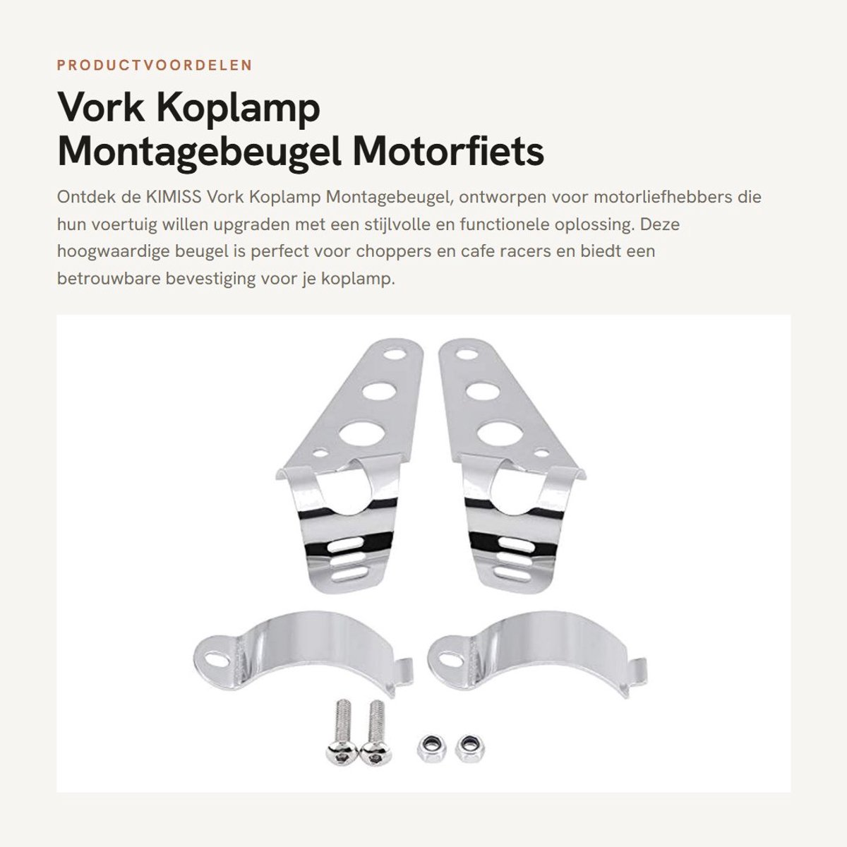 Dailygoods- Koplampbeugel 35-43mm - Vork Beugel - Motorfiets Beugel - Chopper/Cafe Racer - Schokbestendig - Hoogwaardige Kwaliteit - Motorfietsbeugel