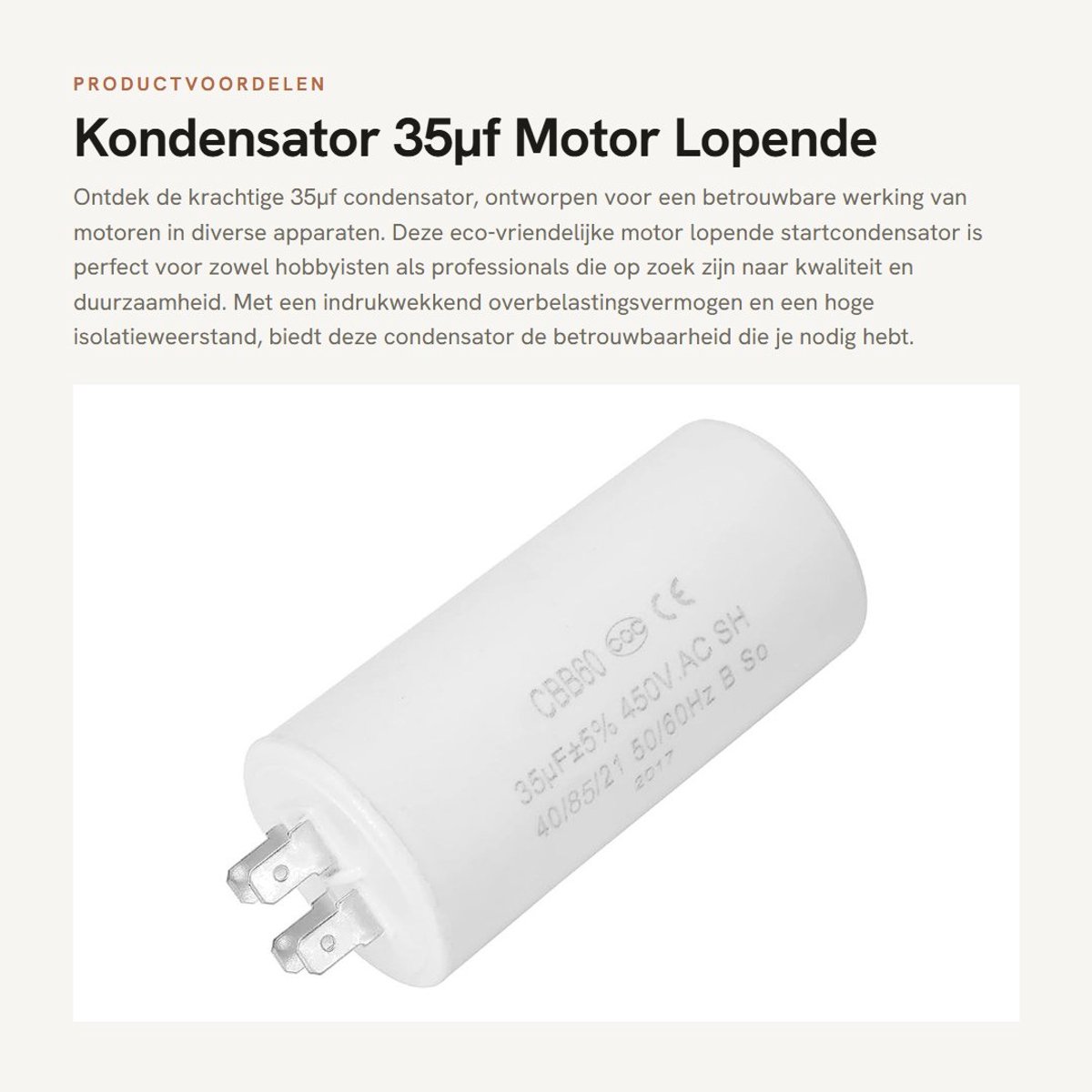 Dailygoods - Kondensator 35µf - Motor Lopende Startcondensator - Eco-vriendelijke 4-pins - 450V 35Uf - Hoog isolatieweerstand - Geschikt voor diverse...