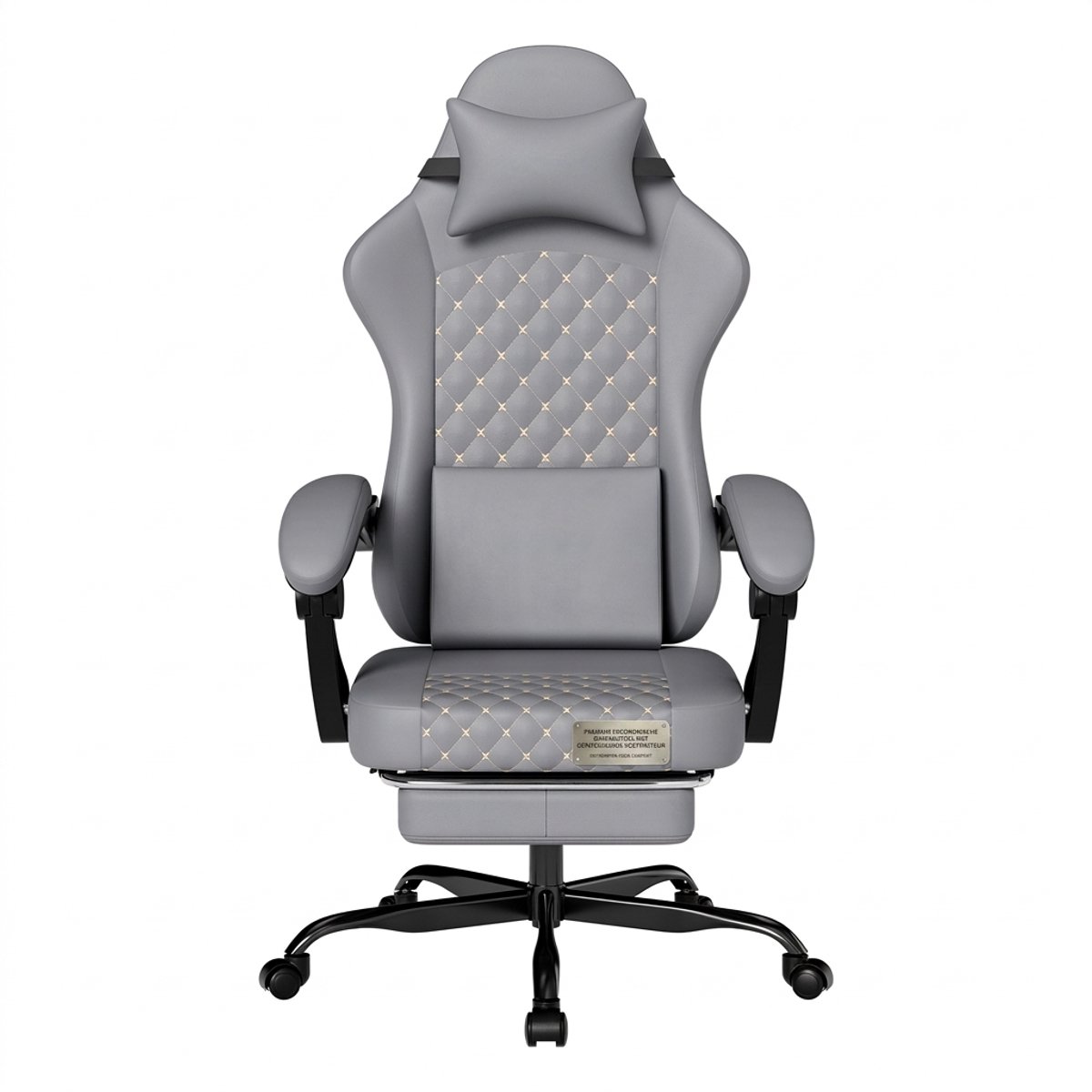 Rolipo Gamingstoel met Massage en Voetsteun – Ergonomische Bureaustoel van PVC Leder – Gamerstoel tot 160 kg – Grijs