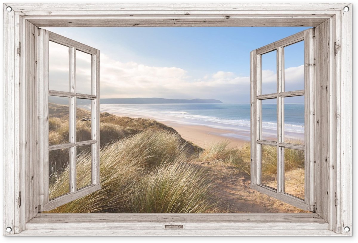 Dailygoods- Tuinposter 120x80 cm - Buitenschilderij - Tuinposters voor buiten - Tuinposter doorkijk - Tuinposter strand - UV-werende inkt - Buitenposter