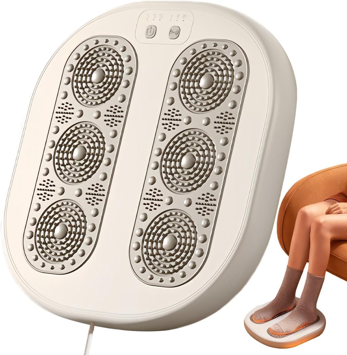 Verwarmd Voetensteun - Massage Apparaat - Ontspannen Zitten - Geluidsvrij Verwarmen - 30 x 29.5 cm - Zwart