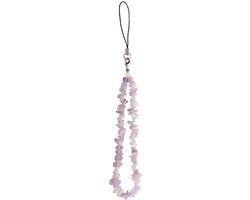Dailygoods - AOKSUNOVA Kort telefoonkoord, universeel, telefoonhanger, telefoonkoord, kristal, stenen, mobiele telefoonband, handlus (wit + zwart)