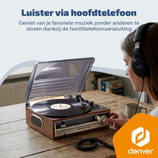 Denver Retro platenspeler - Ingebouwde Speakers - FM Radio - Auto-stop Functie - AUX - Phono - VPR190 — afbeelding 3