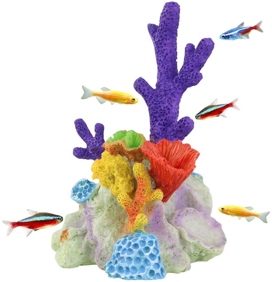 Dailygoods- Koraaldecoratie - Hars Koraalornament - Realistisch Onderwaterlandschap - Afmetingen 9 x 9,5 x 13,5 cm - Gewicht 225 gr - Levensechte Vorm - Aquariumdecoratie