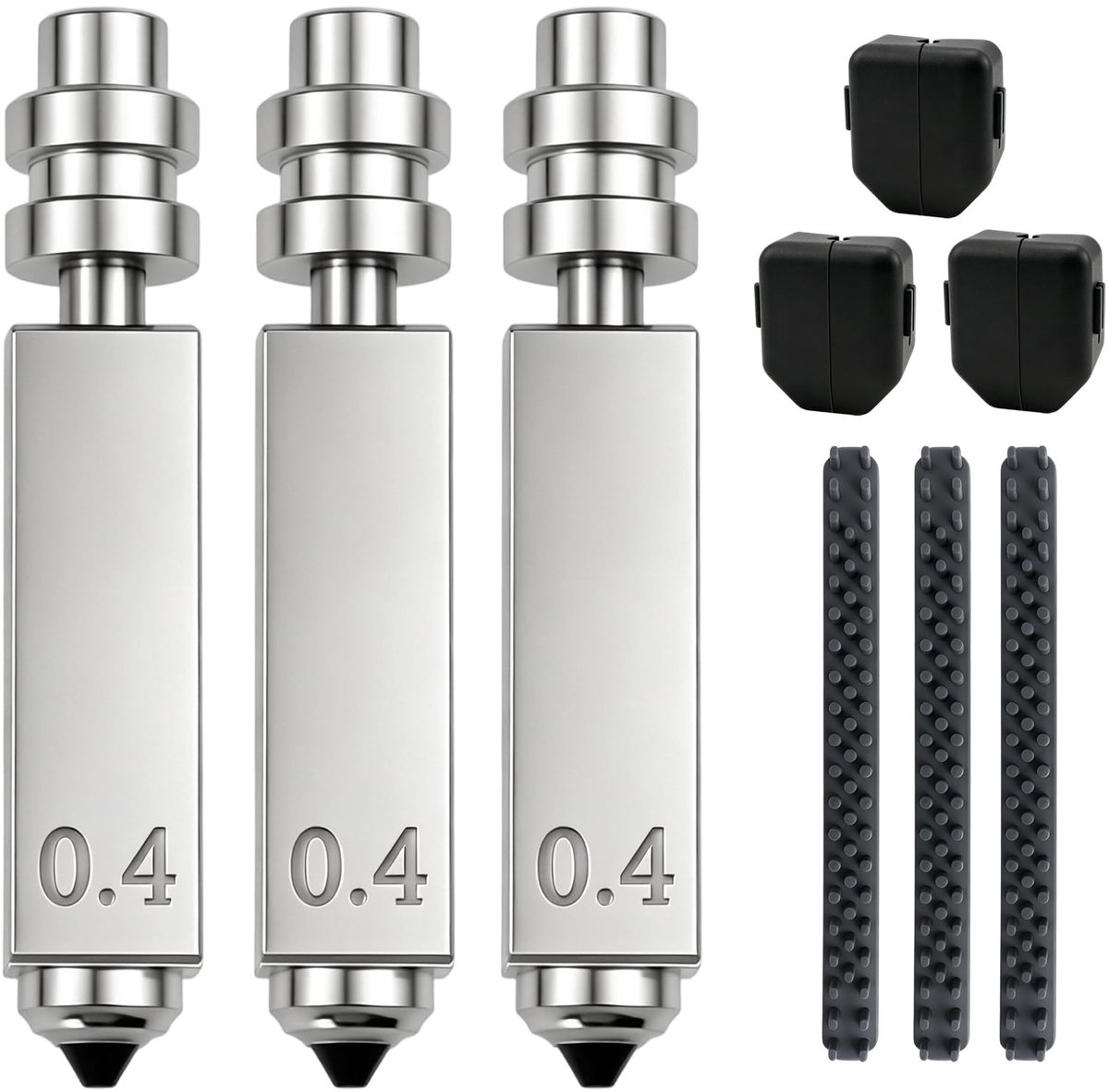Dailygoods- Nozzles 3PK 0,4 mm - Gehard Stalen Mondstuk - Hittebestendig tot 300 °C - Hoge Doorstroom tot 600 mm/s - Snelle Demontage - Compatibel met Anycubic Kobra X - 3D-printer Mondstuk