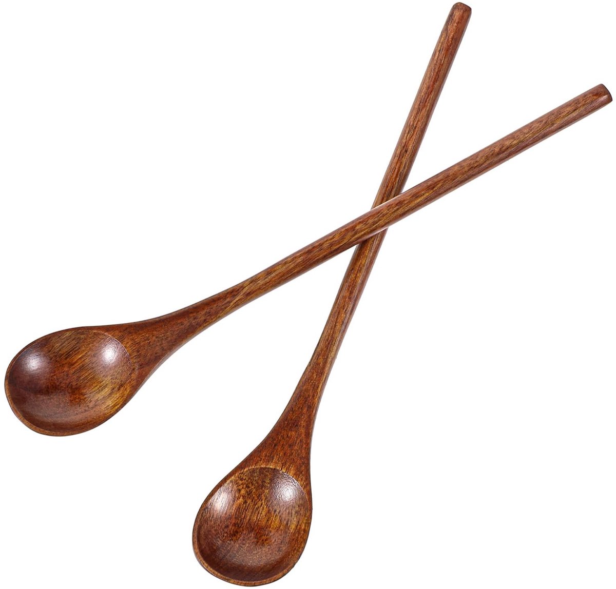 Dailygoods - 2 Stuks Houten Koffielepels met Lange Steel - Honinglepels voor Koffie en Thee