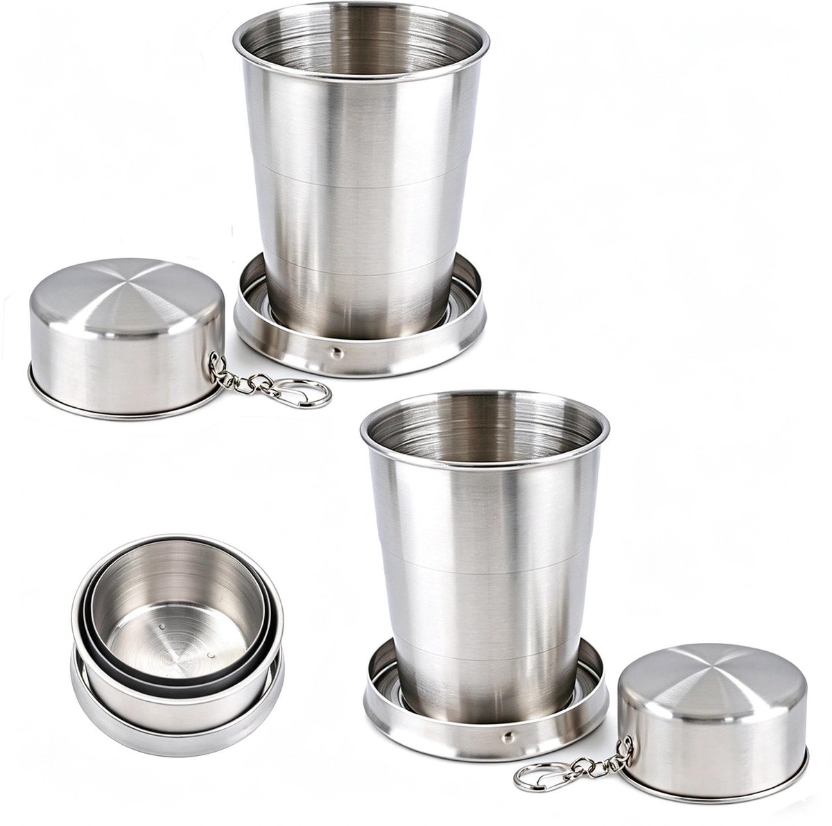 Dailygoods- Vouwbeker 150 ml - Opvouwbare Beker - Camping Beker - Inklapbare Mok - Roestvrij Staal - Compact en Draagbaar - Campingbeker