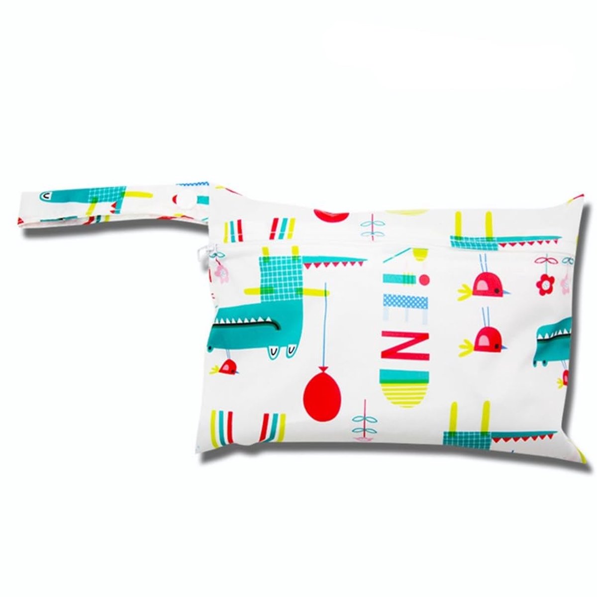 Dailygoods - Mini-luiertas met kleurrijk dierpatroon, waterdichte wet bag, luiertas, 22 x 15 cm, kleine natte tas, luiertas, natte doek, organizer, tas voor baby's, zwemmen, reizen, strand, krokodil, 22