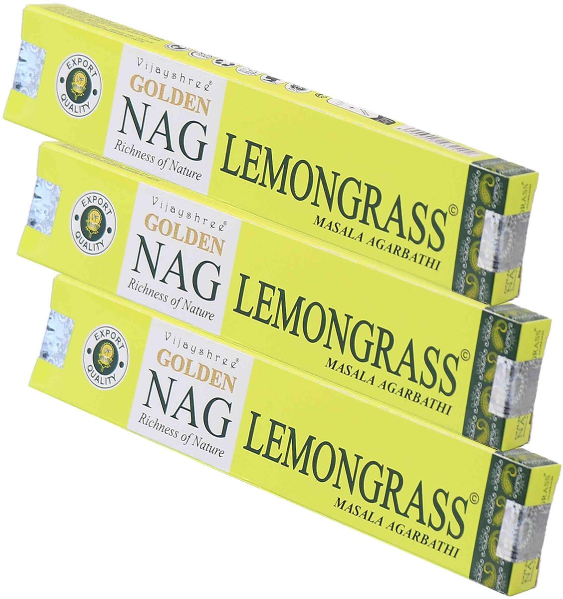 Dailygoods- Wierookstokjes 45 g - Golden Nag Lemongrass - 100% natuurlijk - handgerold - veganistisch - frisse citroenachtige geur - Wierook