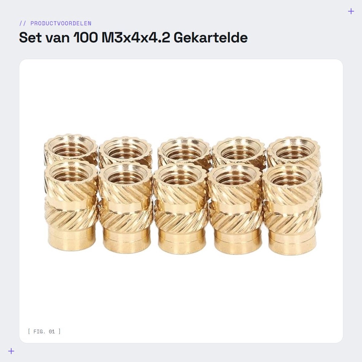 Dailygoods- Schroefdraad Reparatieset 100 Stuks - M3x4x4.2 - Gekartelde Schroefdraad - Probleemloze Installatie - Voor 3D Printers - Hoge Kwaliteit - Inzetstukken