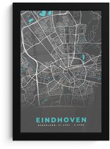 Cadre photo avec poster - Plan de ville - Eindhoven - Grijs - Blauw - 20x30 cm - Cadre poster - Carte
