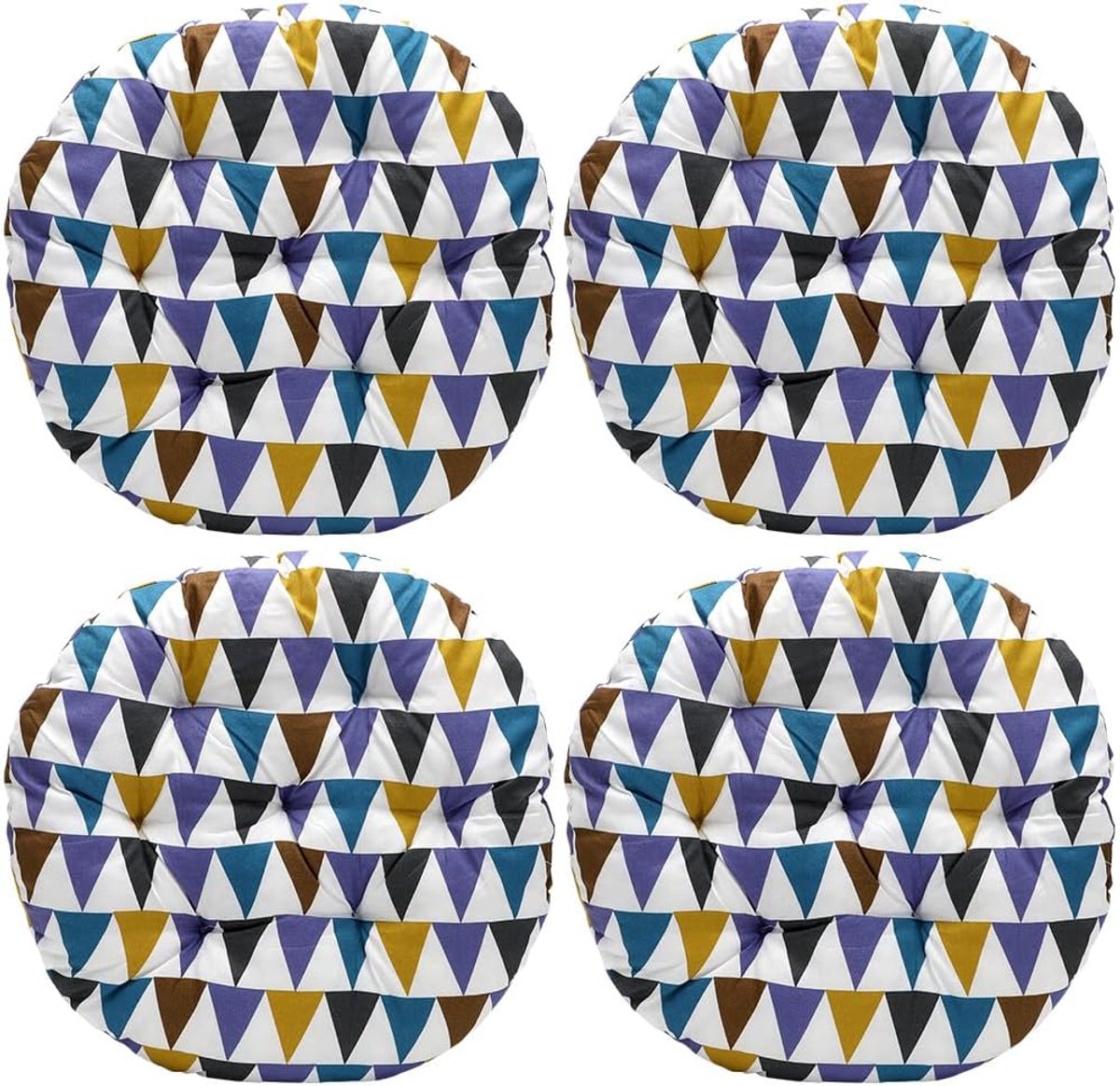 Ronde stoelkussens - Zitkussens set - Comfortabel zitten - Zacht ademend materiaal - 40x40x3 cm - Geometrisch