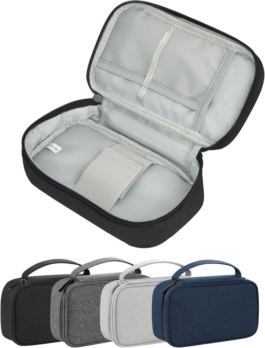 Travel Essentials Tech Pouch Elektronica Organizer Case met Verwijderbare Verdelers voor Opladers, Kabels & Accessoires Draagbaar, Zwart, Single layer-M, Tas Organizer