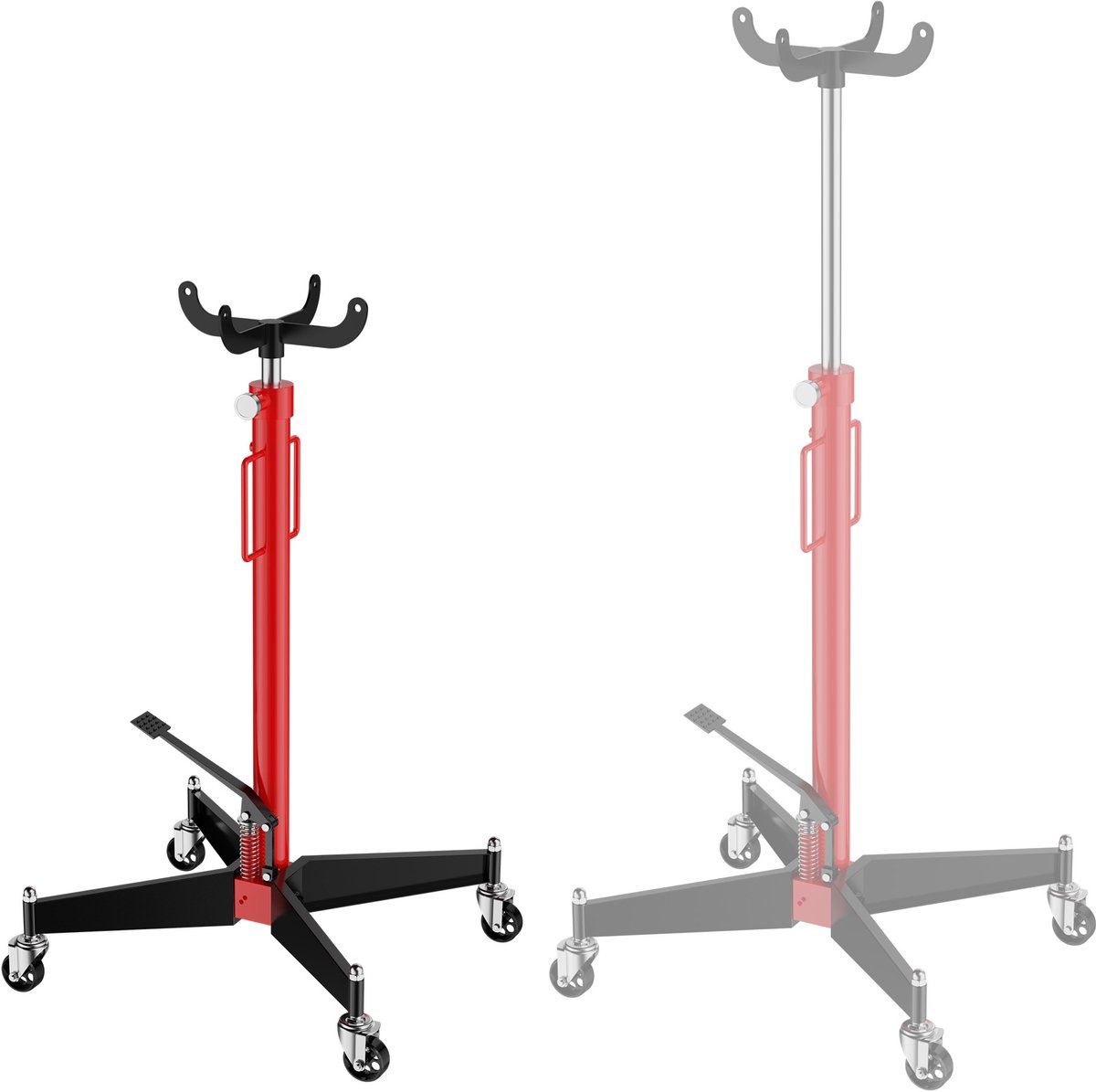 ACXIN Hydraulische Motorheffer Mobiel 500 kg - Verstelbare Hoogte 111.5-190 cm - Traploos Instelbare Wagenkrik - Met Voetpedaal & 360° Zwenkwielen - Hefinrichting voor Auto en Vrachtwagen