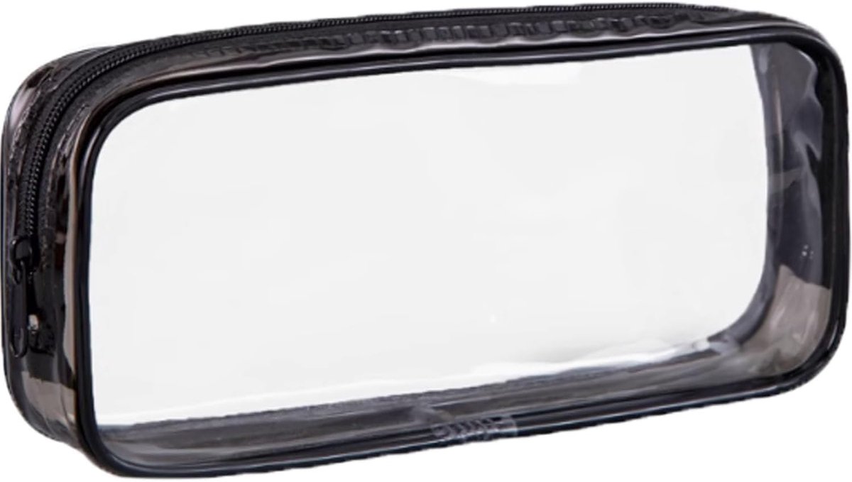 Doorzichtige pennenzak, Doorzichtige examen pennenkoker, Waterdicht doorzichtig transparante PVC pennenzakken, Ritssluiting cosmetische opbergtas voor reisbagage, zwart