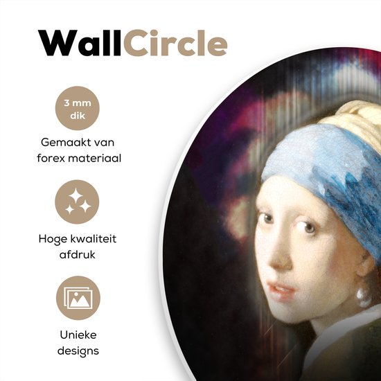 Cercle mural - Plastique - Boucle d'oreille La Fille à la perle - Vermeer - Art - ⌀ 60 cm