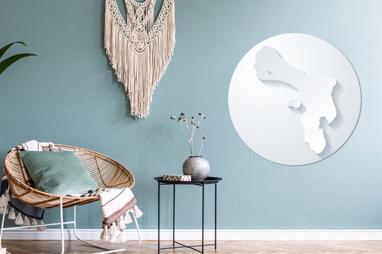 illustration noir et blanc de Bonaire sur fond blanc Cercle mural aluminium ⌀ 90 cm - tirage photo sur cercle mural / cercle vivant / cercle jardin (décoration murale)