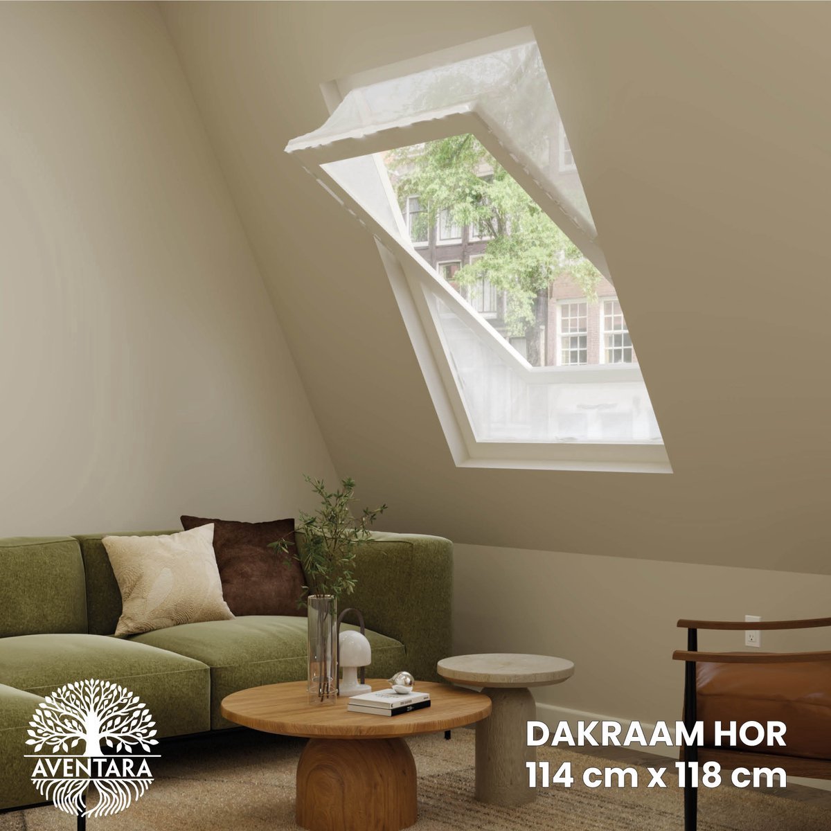 Aventara Dakraam Hor - 114 x 118 cm - Geschikt voor Velux: SK06 (GGL 4, 606, s06) Fakro, Optilight: Maatcode 10 Luxtra: SK6A Roto: 11/11 Insect Raamhor - Insecten Plissé - Vliegenhor – Gaas - Inbouw Zonder boren Wit 114 x 118