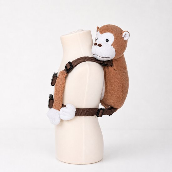 Goldbug - Harness Buddy kindertuigje - Knuffel rugzakje met looplijn - Looptuigje Aap van Goldbug — afbeelding 3