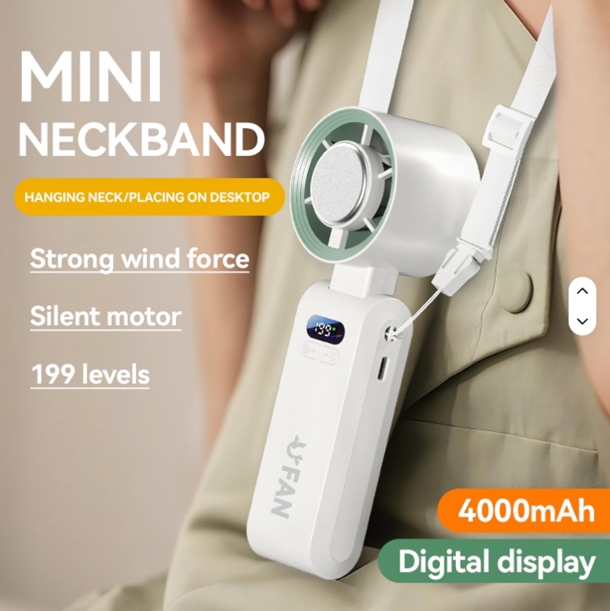 Hand Ventilator - Mini Fan - Draagbare Ventilator - 4000mAh - Oplaadbaar