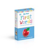 Verpakking van 'My First First Words Touch and Feel Picture Cards' met appel en teddybeer.