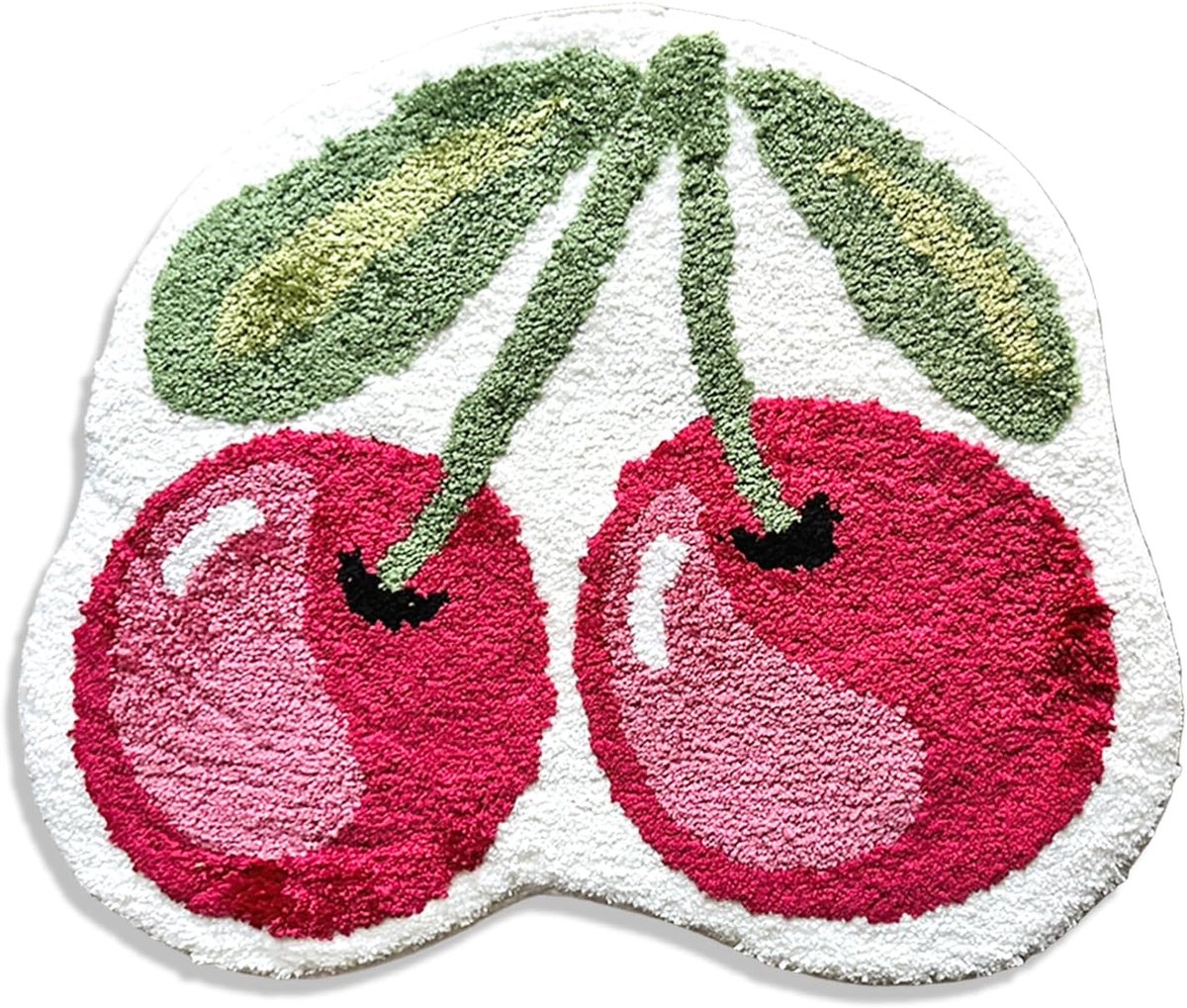Badteppich Rutschfest, Zachte Badematte Obstform Shaggy Badvorleger, Waschbar Badezimmerteppich Voor Douche, Badteppiche Bad Decoratie 50 x 60 cm