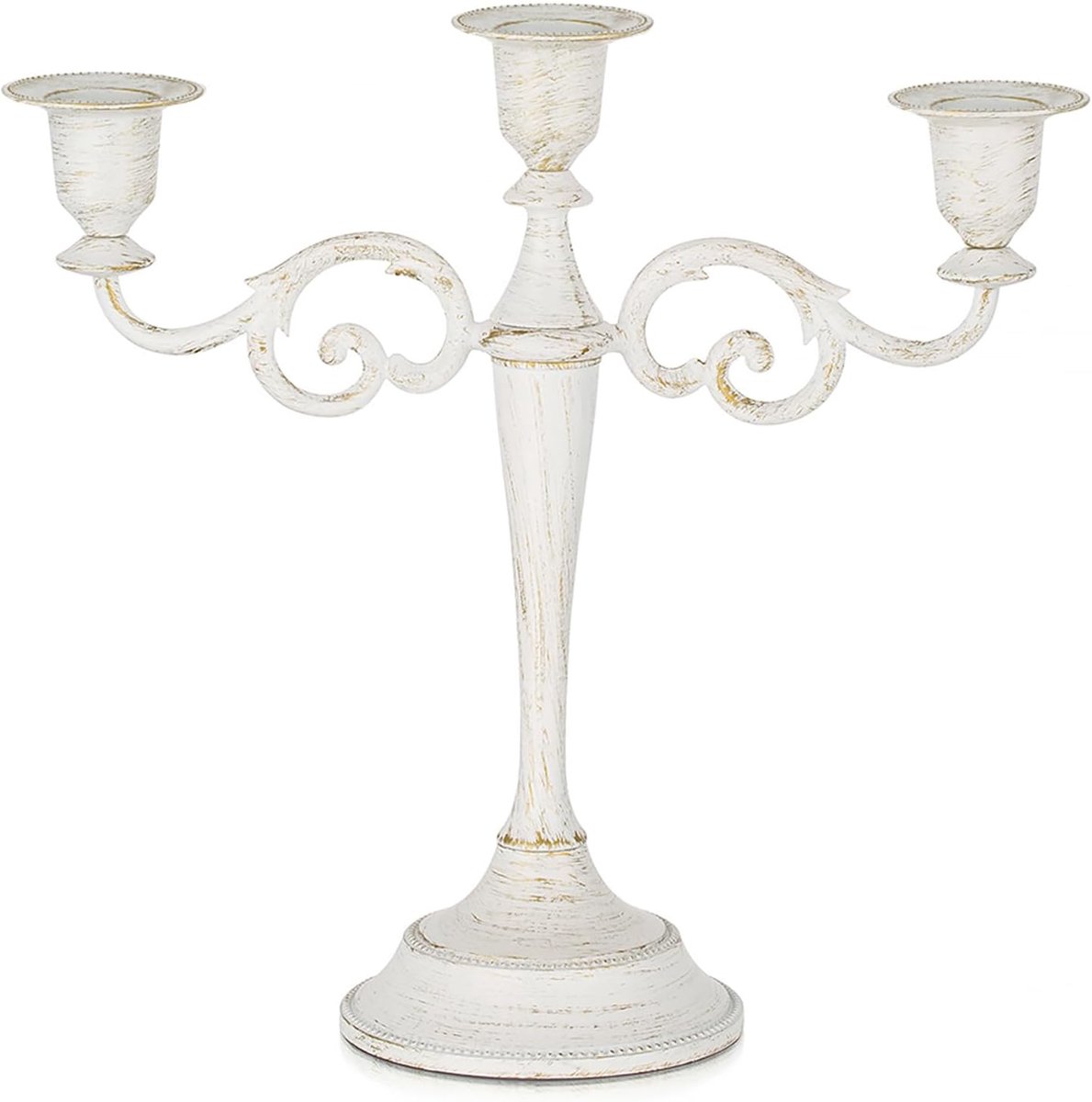Kandelaar kaarsenhouder voor staafkaarsen voor bruiloft, vintage witte kandelaar kandelaar 3-armige kandelaar voor kegelkaarsen voor bruiloft tafel middenstukken party mantel decoratie