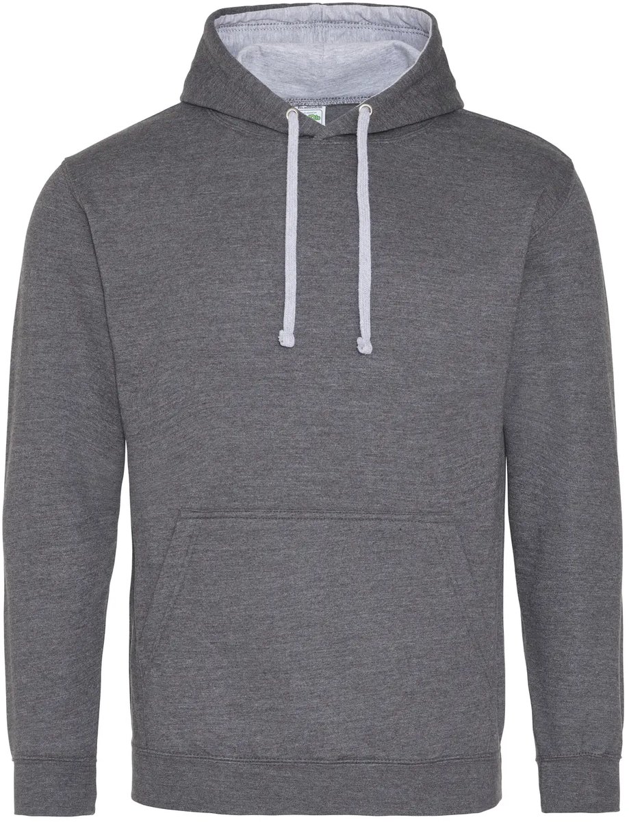Just Hoods Varsity Hoodie JH003 - Charcoal (Heather)/Heather Grey - S