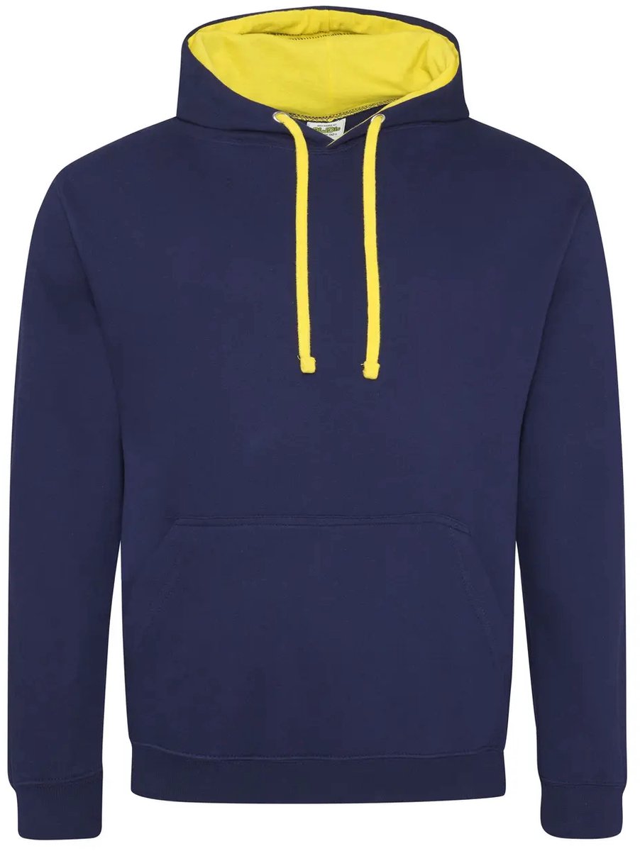 Just Hoods Varsity Hoodie JH003 - OXFORD NAVY/SUN YELLOW - XL
