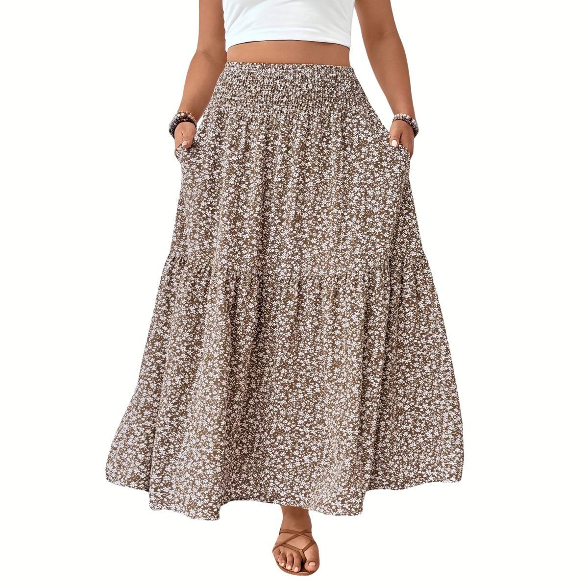 Currero Broekrok Dames Skort Skirts Skirt Rok Midi Korte Broek Culotte Wandelrok Rokje Legging 0XL Creme