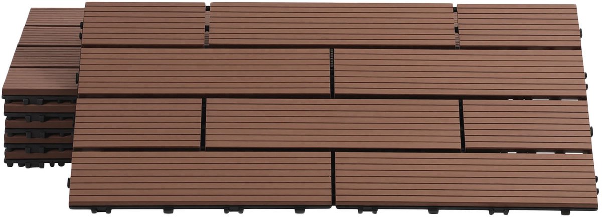 Terrastegels houten tegels 30x60cm 30 stuks Bruin Terrastegels houten tegels met kliksysteem voor terras balkon
