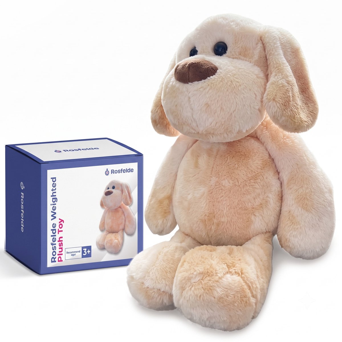 Rosfelde Verzwaringsknuffel Billie het Hondje – Weighted Stuffed Animal 2 KG – Sensorisch Speelgoed tegen Stress & Angst – Verzwaarde Knuffel voor Kind & Volwassene – 30 cm – Machinewasbaar