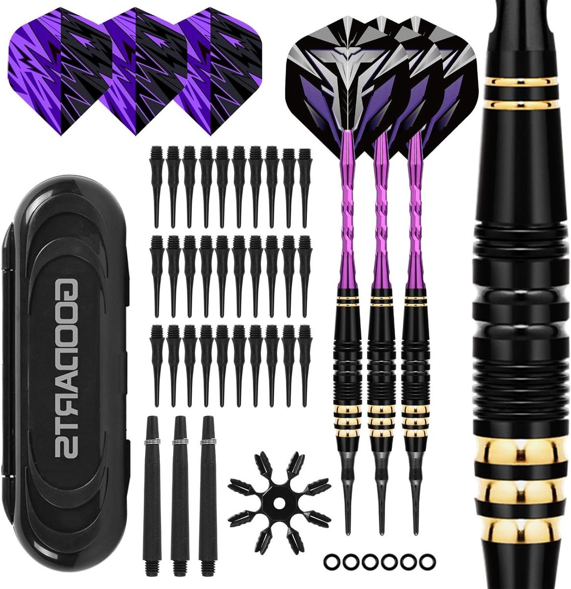 Softdartpijlen Set - Dartpijlen Elektronisch - Precisie Spel - Geribbelde Grip - 18 g - Paars
