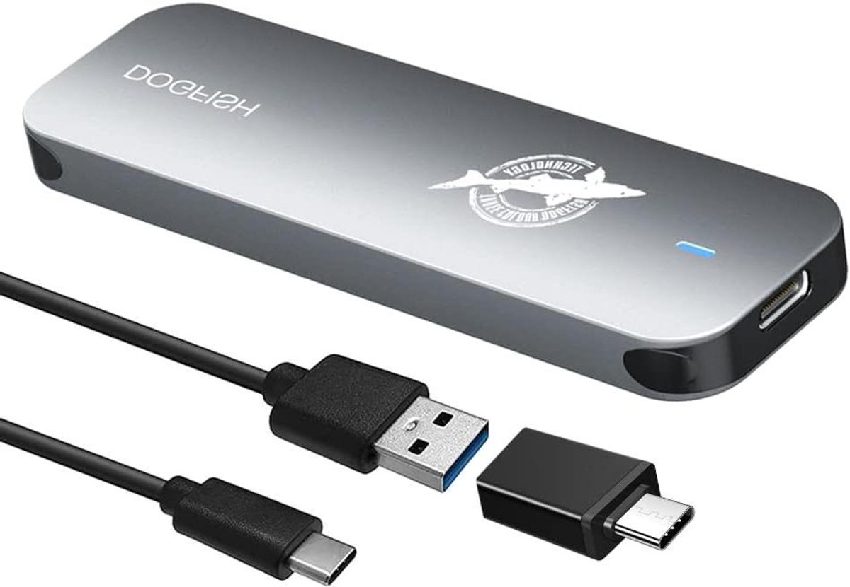 Externe SSD - Mini SSD Draagbare Opslag - Bestanden Opslaan - Schokbestendig Metaal - 2 TB - Grijs
