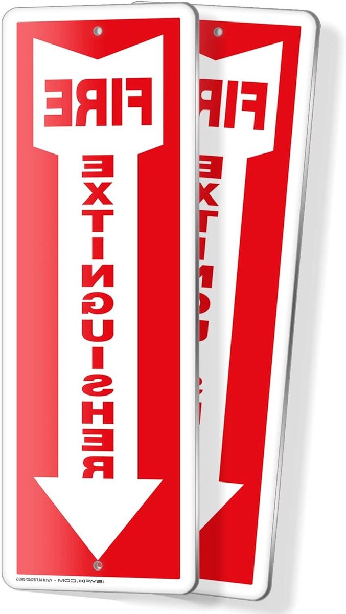 Brandblusser Bord - Veiligheidsbord Brandblusser - Noodgevallen Aanduiden - Roestvrij Aluminium - 4x12 inch - Wit Rood