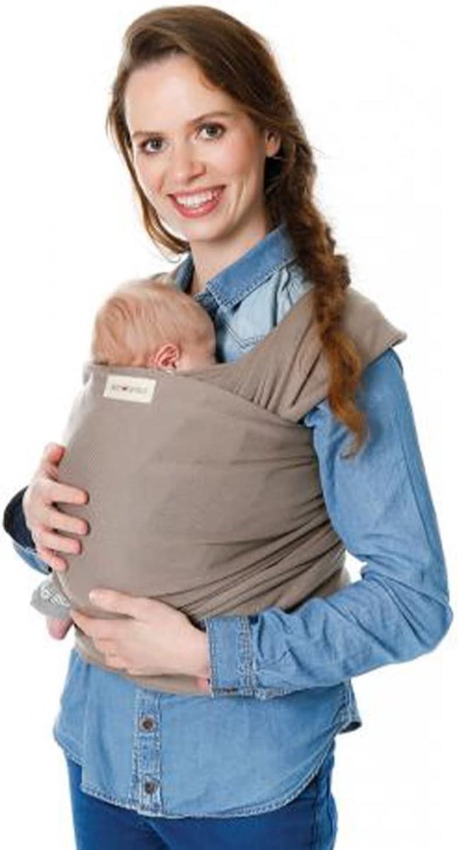 Draagdoek Gebreid - Babydrager Sjaal - Baby Dichtbij Dragen - Eenvoudig Knoop Systeem - 500 cm - Taupe