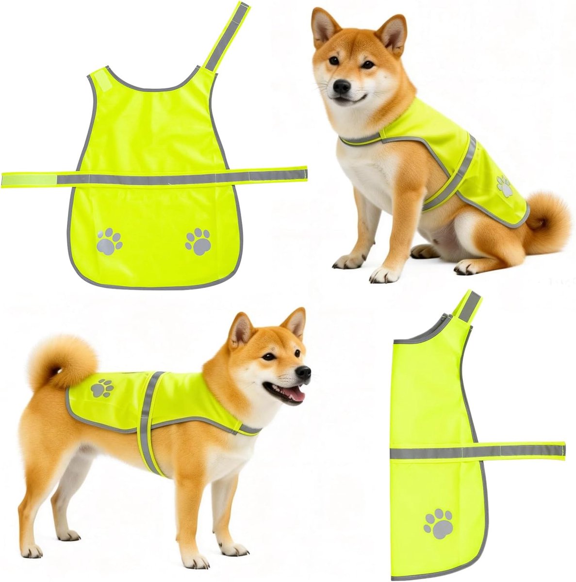 Veiligheidsvest voor Honden, High-Visibility Fluoriserend Geel voor Grote Honden, Verstelbaar, Nekomvang 42-46 cm