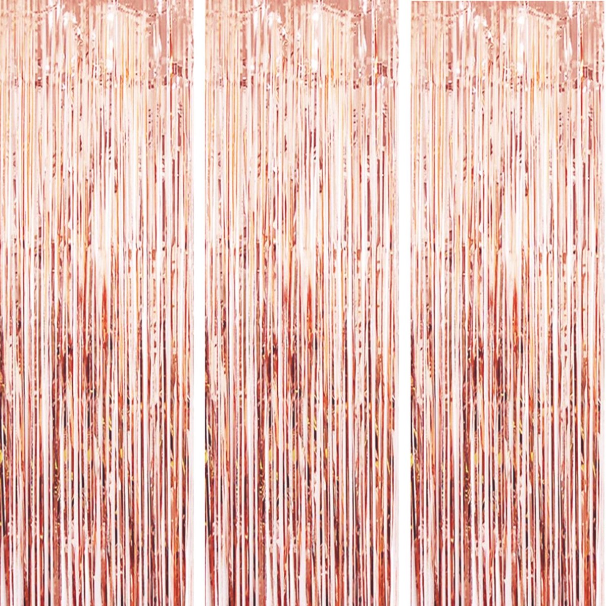 Gordijnen, folie, franjes, glinsterende streamers, gordijn, deur, raam, decoratie voor feestbenodigdheden, 3 m x 8 m, roségoud